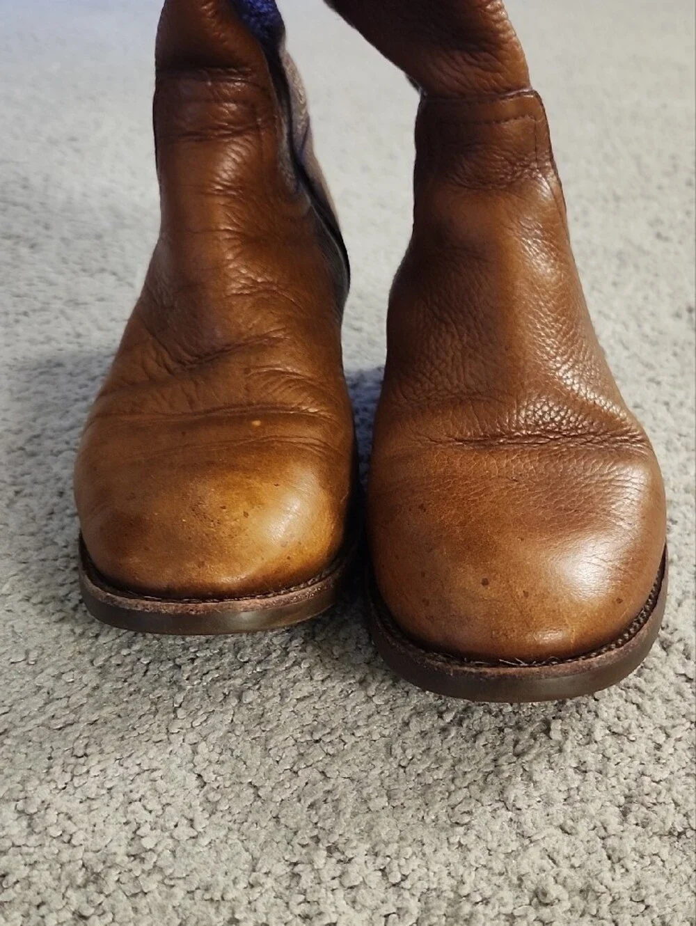 Tory Burch Cognac Leather Knee-High Boots with Gold Logo